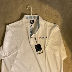 FootJoy Men's White Polo with Blue Accents